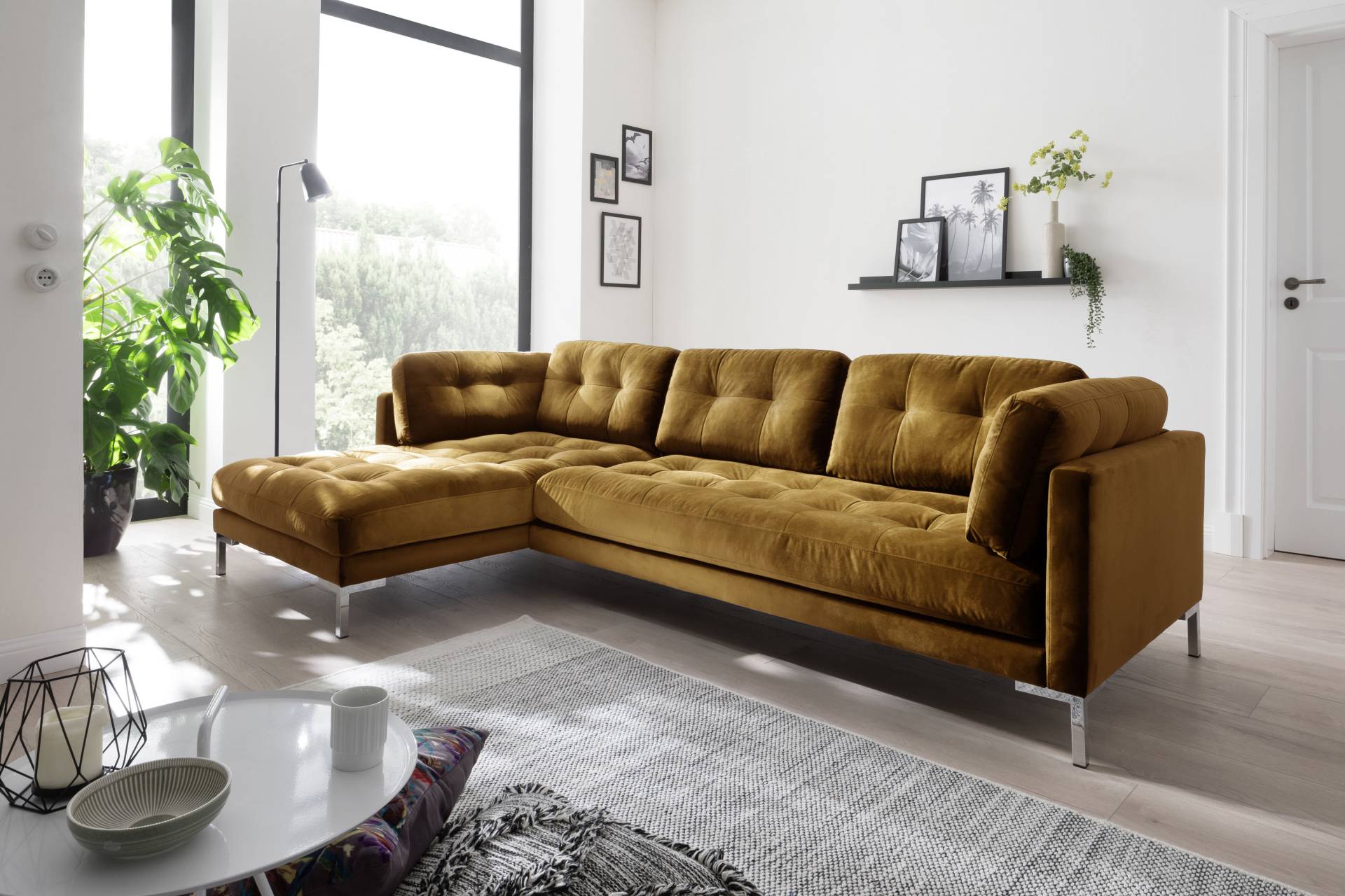 Trends by HG Ecksofa »Landau L-Form«, in Cord-Stoff mit Metallfuss