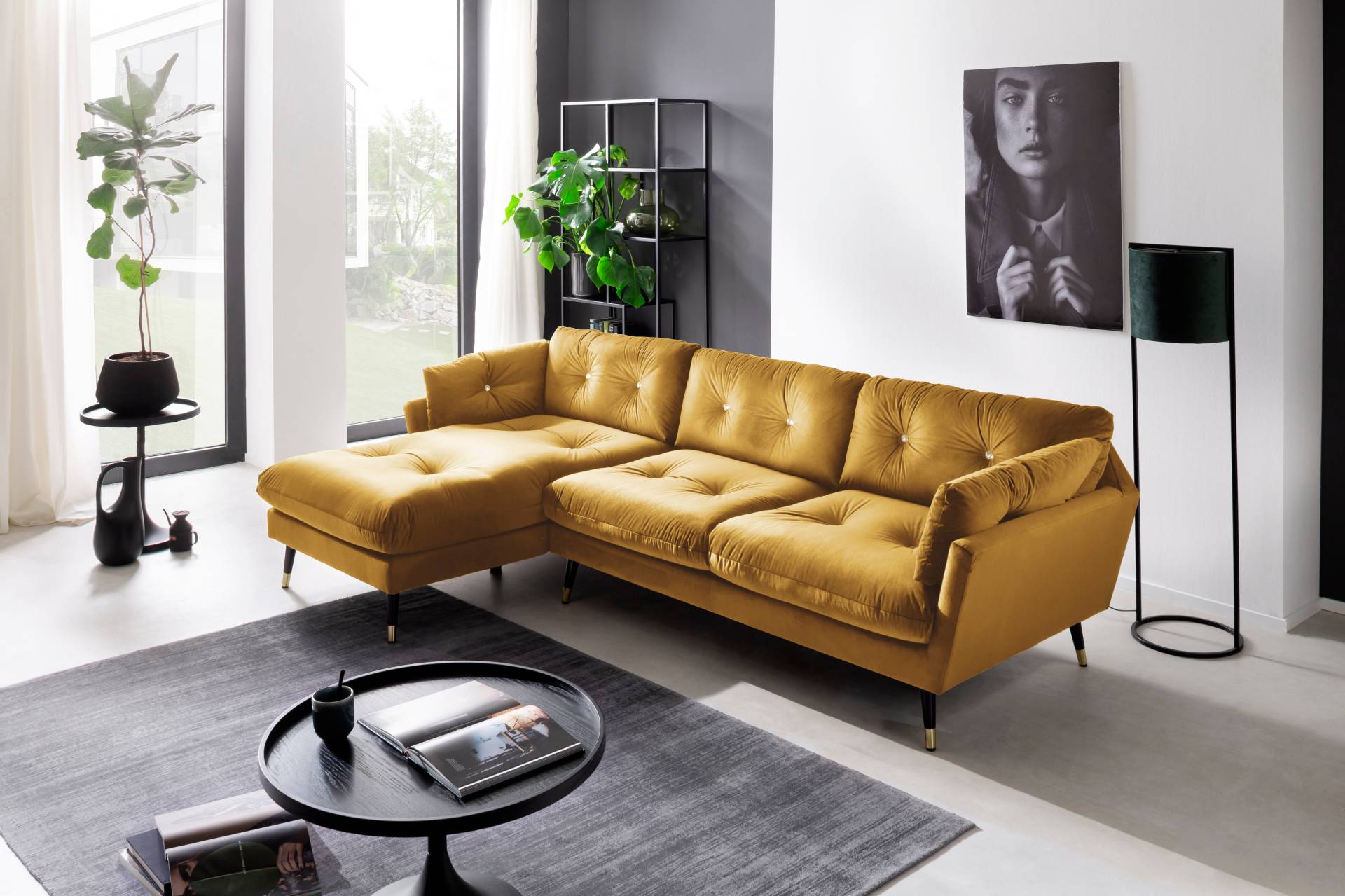 Trends by HG Ecksofa »Amira L-Form«, mit Strasssteinen und goldfarben Applikationen von Trends by HG