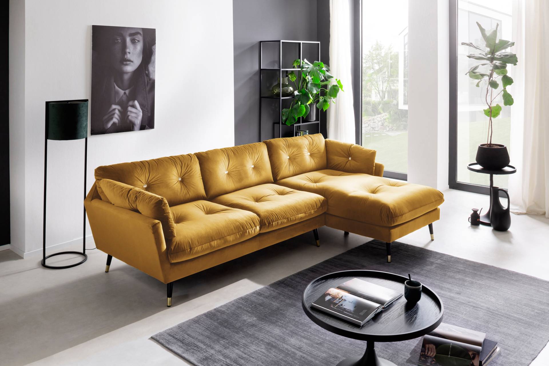 Trends by HG Ecksofa »Amira L-Form«, mit Strasssteinen und goldfarben Applikationen von Trends by HG