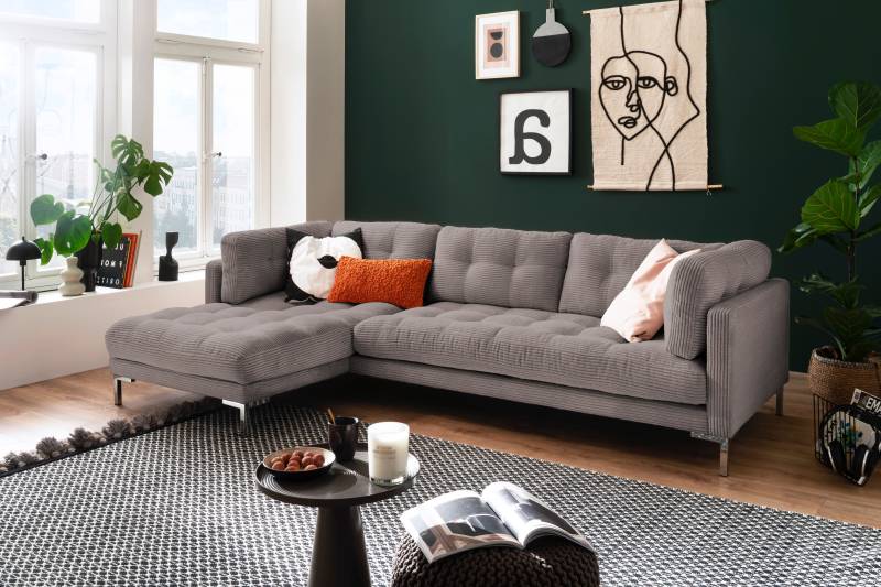 Trends by HG Ecksofa »Landau L-Form«, in Cord-Stoff mit Metallfuss von Trends by HG