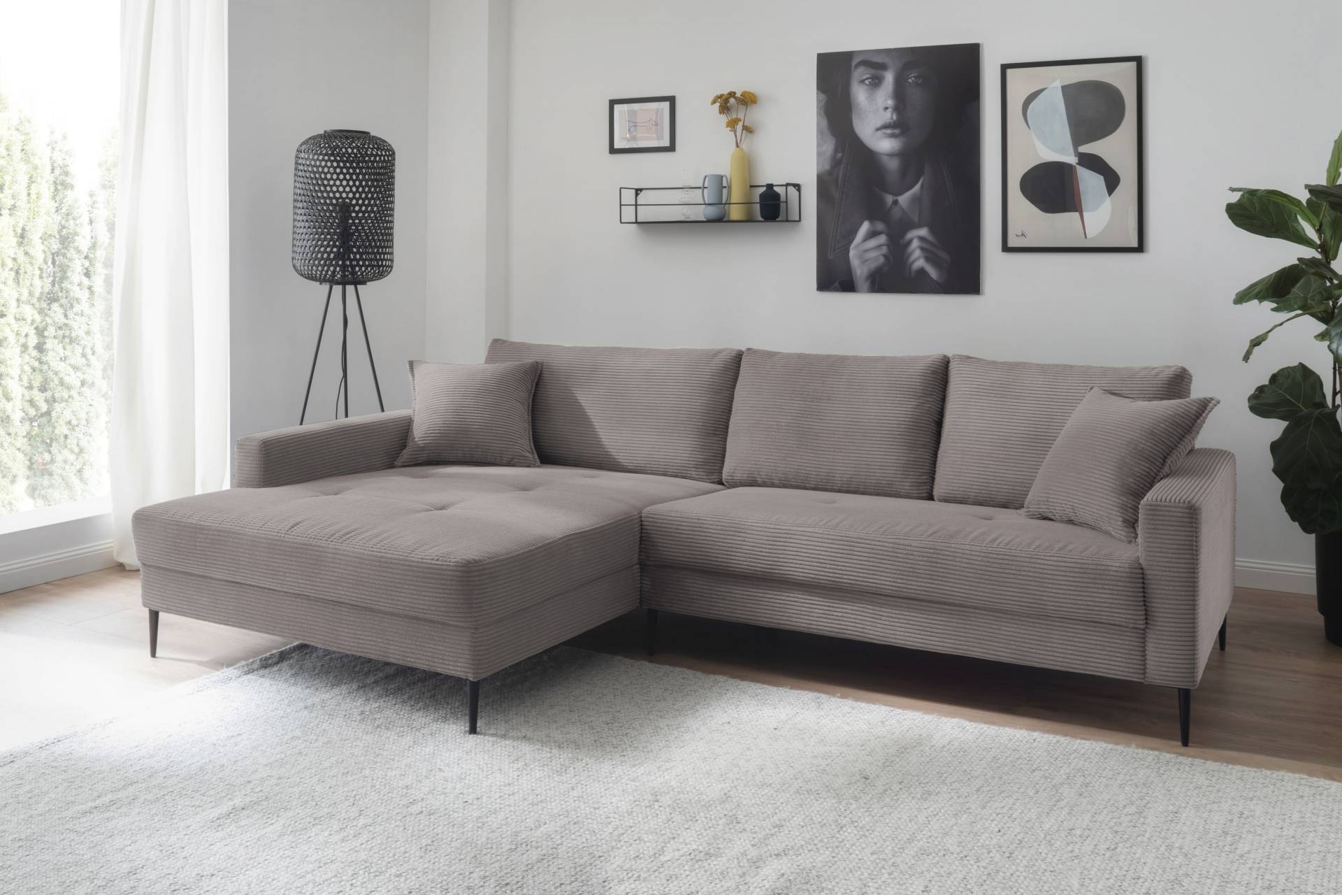 Trends by HG Ecksofa »Summer L-Form«, in Cord-Stoff mit Metallfuss von Trends by HG