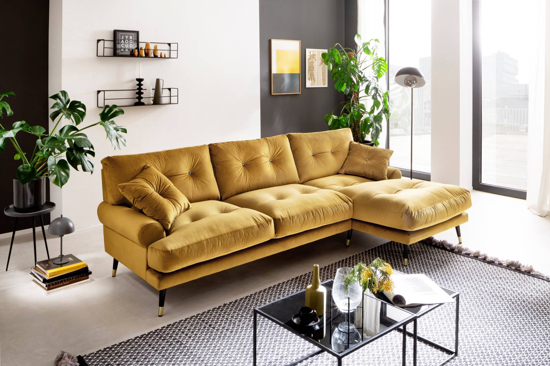 Trends by HG Ecksofa »Samir L-Form«, mit Strasssteinen und goldfarben Applikationen von Trends by HG