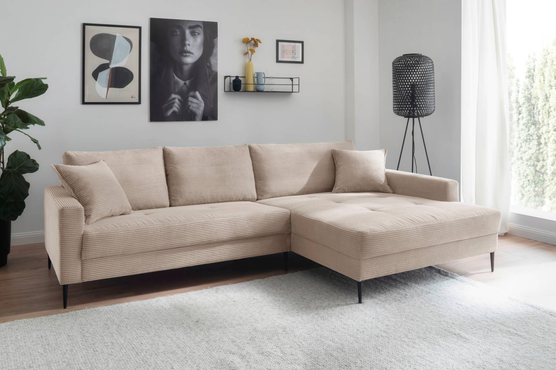 Trends by HG Ecksofa »Summer L-Form«, in Cord-Stoff mit Metallfuss von Trends by HG