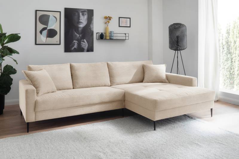 Trends by HG Ecksofa »Summer L-Form«, in Cord-Stoff mit Metallfuss von Trends by HG