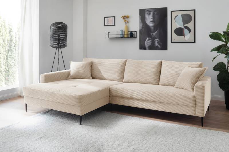 Trends by HG Ecksofa »Summer L-Form«, in Cord-Stoff mit Metallfuss von Trends by HG