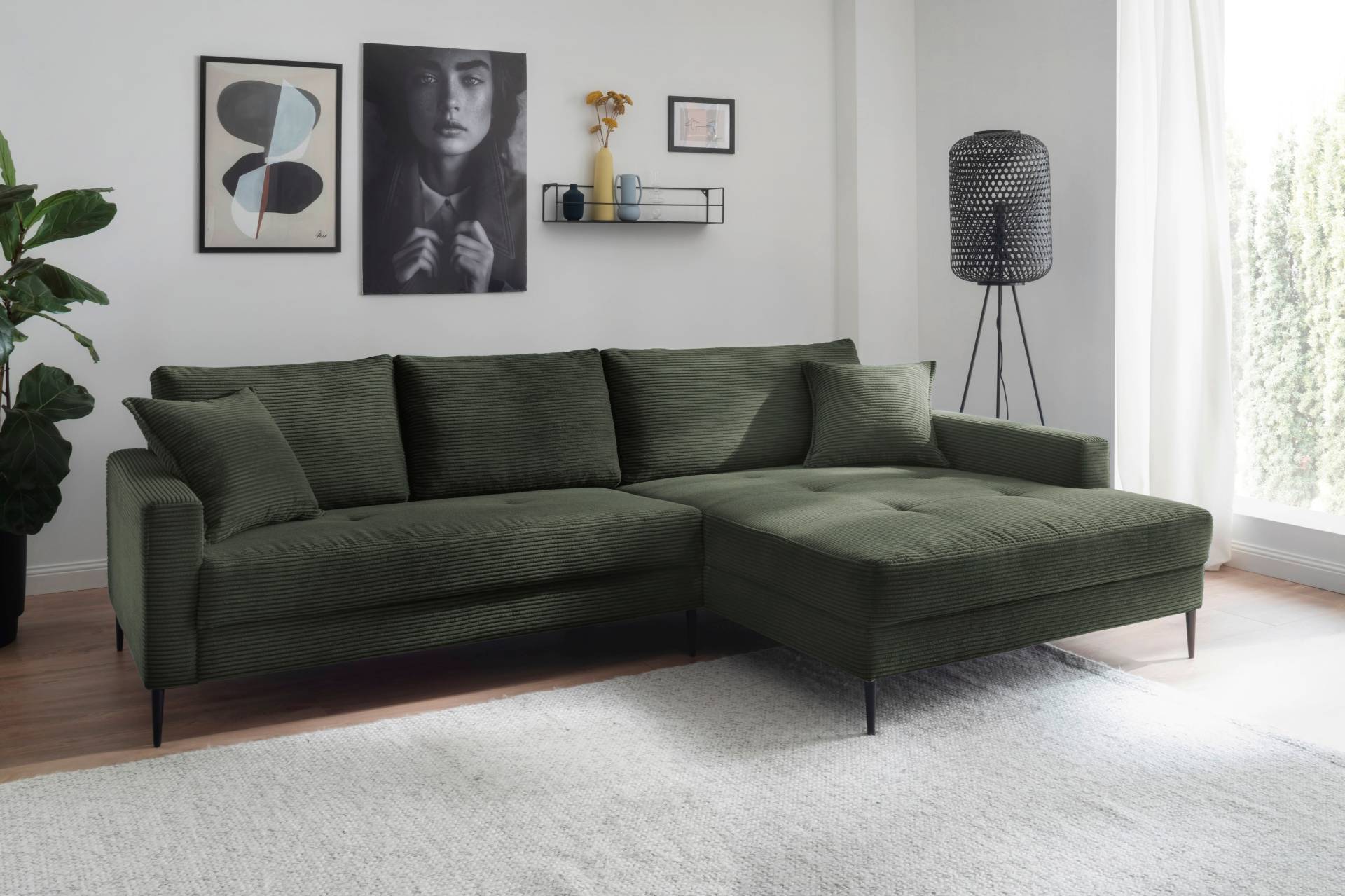 Trends by HG Ecksofa »Summer L-Form«, in Cord-Stoff mit Metallfuss von Trends by HG