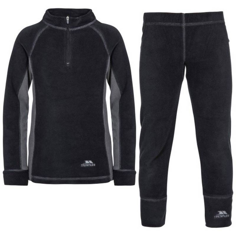 Fleeceunterwäscheset Bubbles, Fleecetop Und Baselayerhose Unisex Schwarz 104 von Trespass