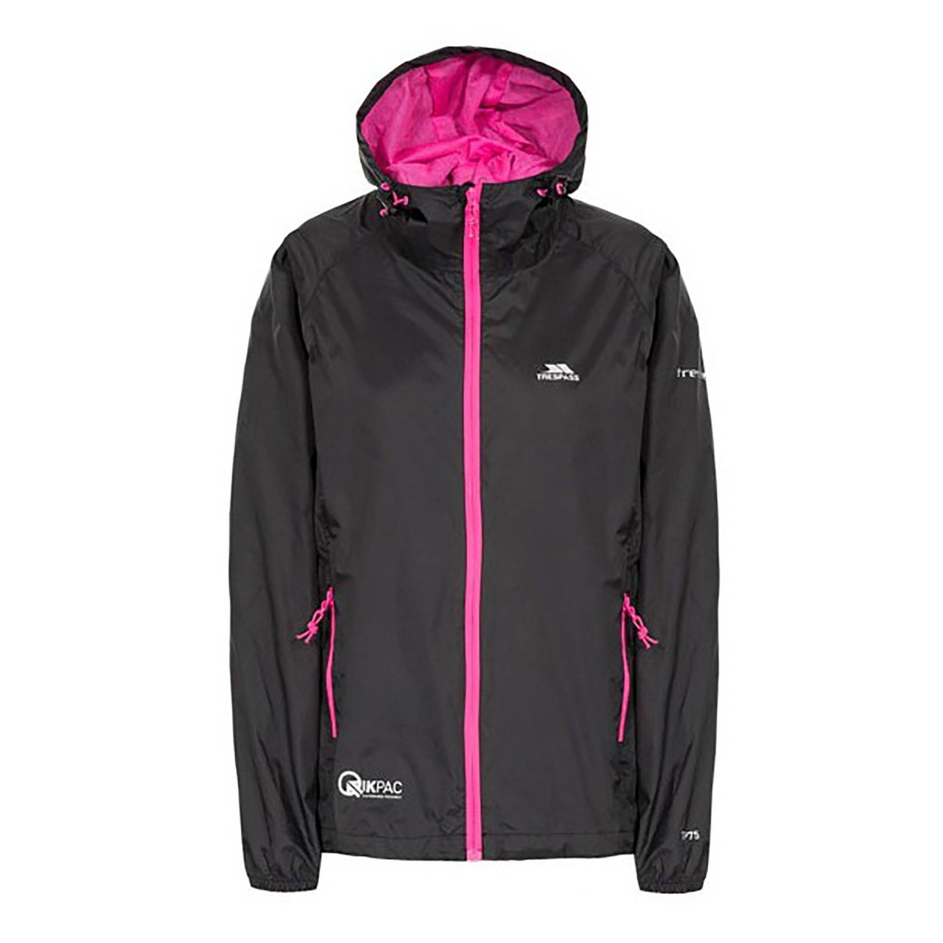 Qikpac Regenjacke, Wasserdicht, Verstaubar Damen Schwarz M von Trespass