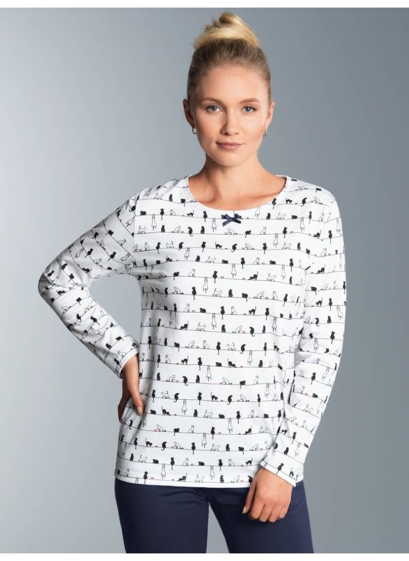 Trigema Schlafanzug »TRIGEMA Langarmshirt mit Katzenmotiv«, (1 tlg.) von Trigema