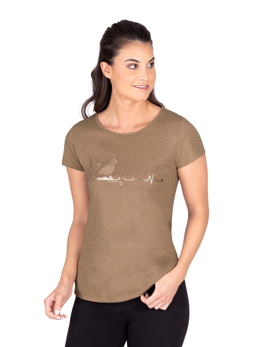 Trigema T-Shirt »TRIGEMA T-Shirt mit 1/4-Arm und Katzen-Druckmotiv« Trigema T-Shirt »TRIGEMA T-Shirt mit 1/4-Arm und Katzen-Druckmotiv« von Trigema
