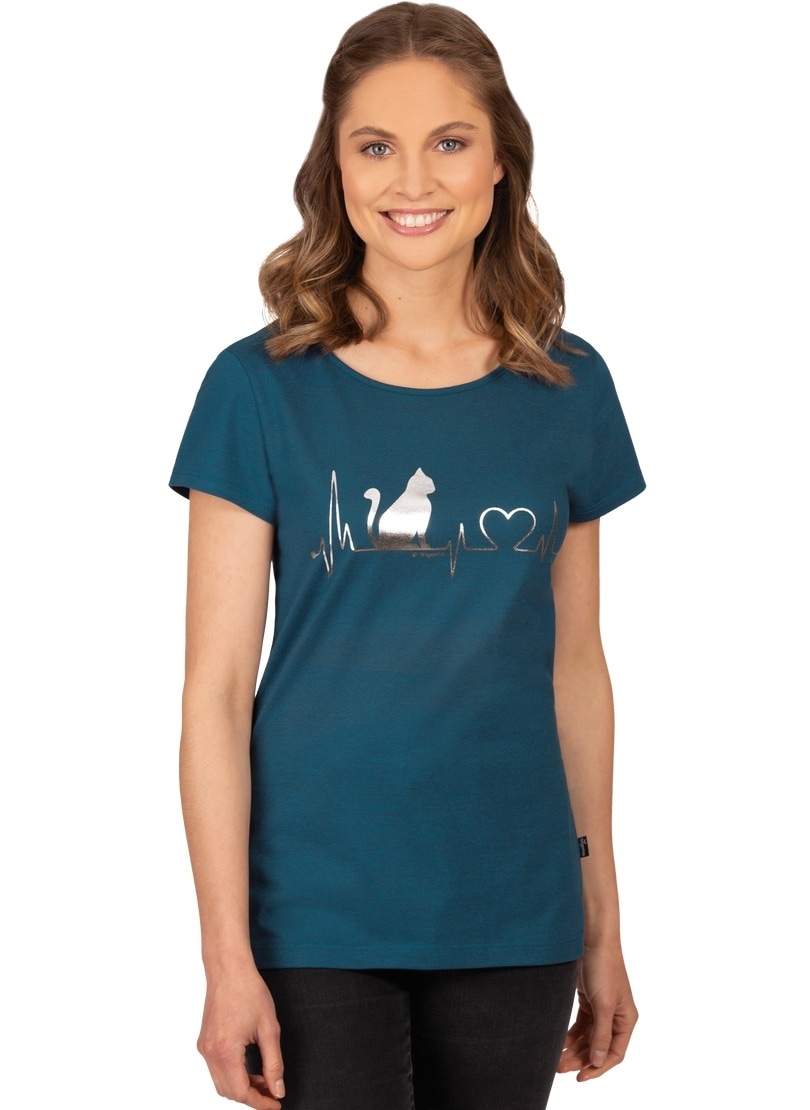 Trigema T-Shirt »TRIGEMA T-Shirt mit 1/4-Arm und Katzen-Druckmotiv« von Trigema