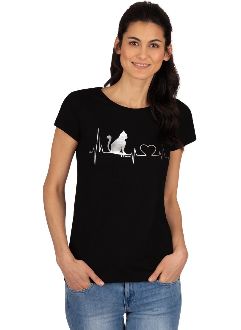 Trigema T-Shirt »TRIGEMA T-Shirt mit 1/4-Arm und Katzen-Druckmotiv« Trigema T-Shirt »TRIGEMA T-Shirt mit 1/4-Arm und Katzen-Druckmotiv« von Trigema