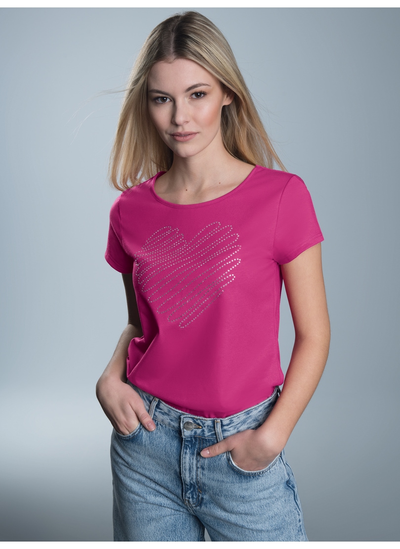 Trigema T-Shirt »TRIGEMA Slim Fit T-Shirt mit glitzerndem Herz-Printmotiv«, (1 tlg.) von Trigema