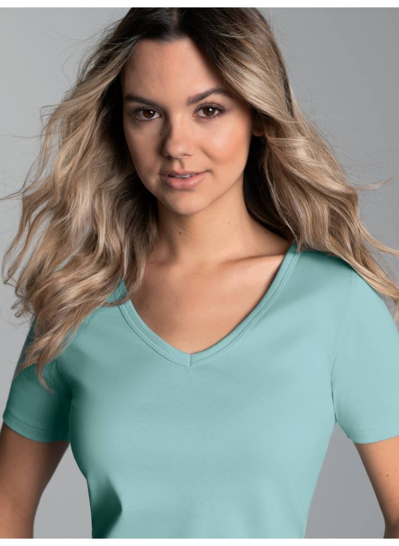Trigema T-Shirt »TRIGEMA V-Shirt aus Baumwolle/Elastan«, (1 tlg.) von Trigema