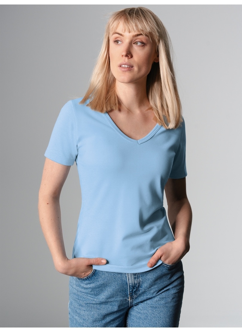 Trigema T-Shirt »TRIGEMA V-Shirt aus Baumwolle/Elastan« von Trigema