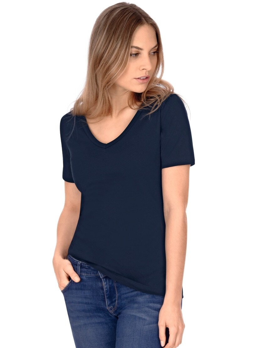 Trigema T-Shirt »TRIGEMA V-Shirt aus Baumwolle/Elastan« von Trigema