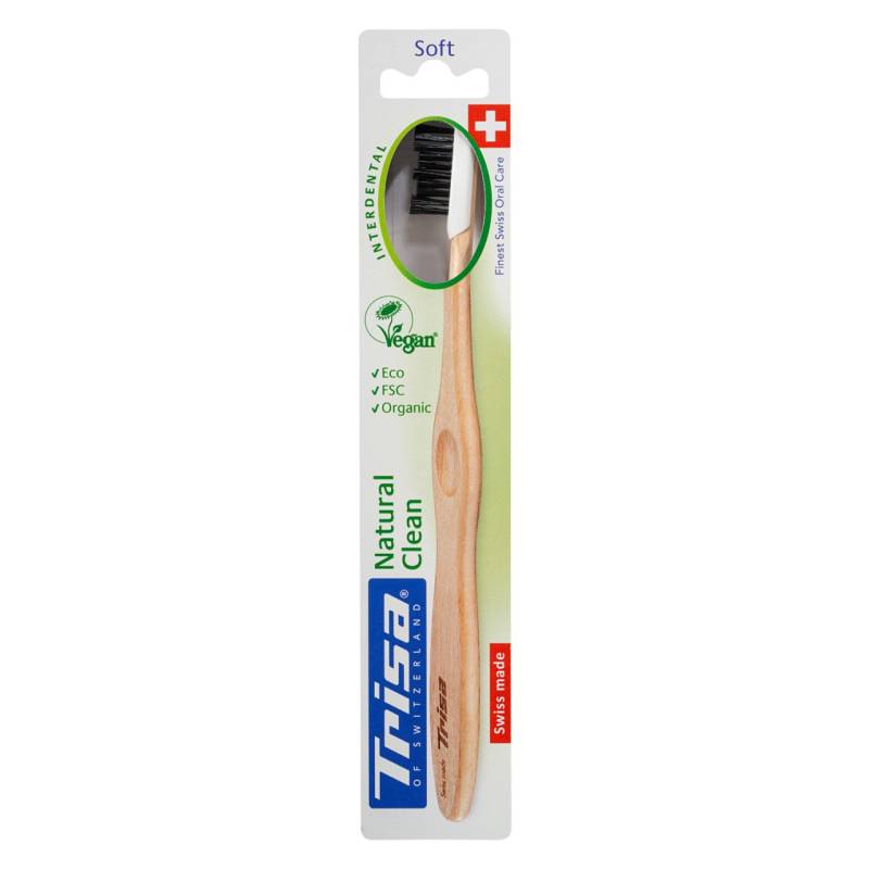 Trisa Oral Care - Holzzahnbürste Natural Clean Soft Schwarz von Trisa of Switzerland