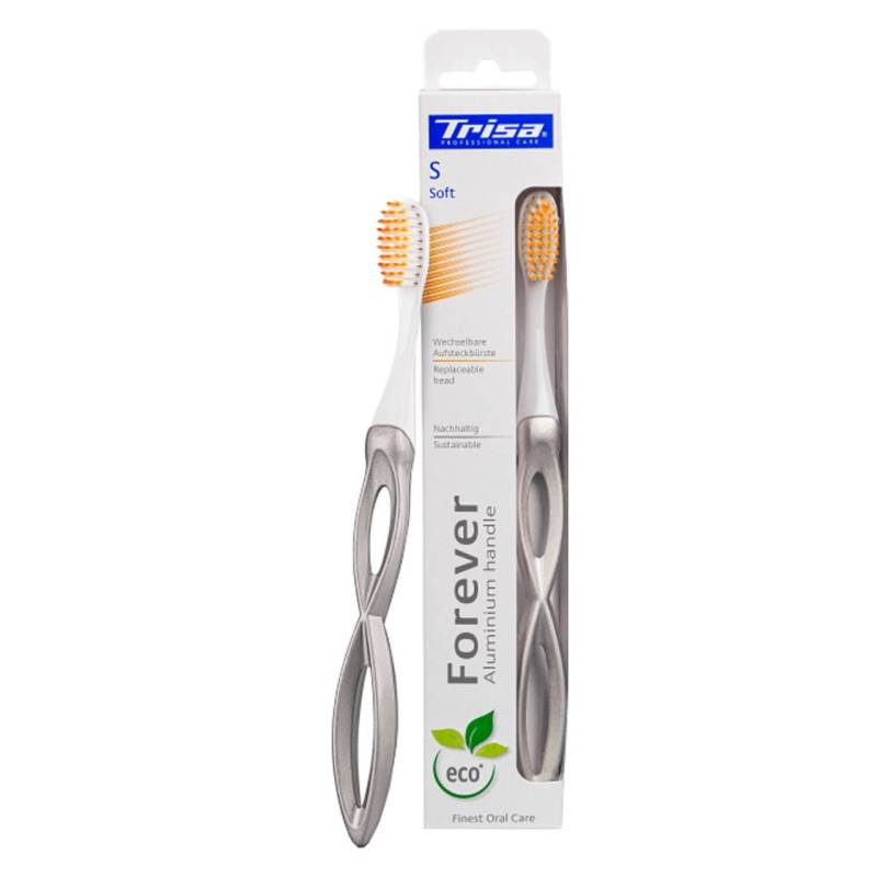 Trisa Oral Care - Wechselbare Aufsteckbürste Forever Soft Silber von Trisa of Switzerland