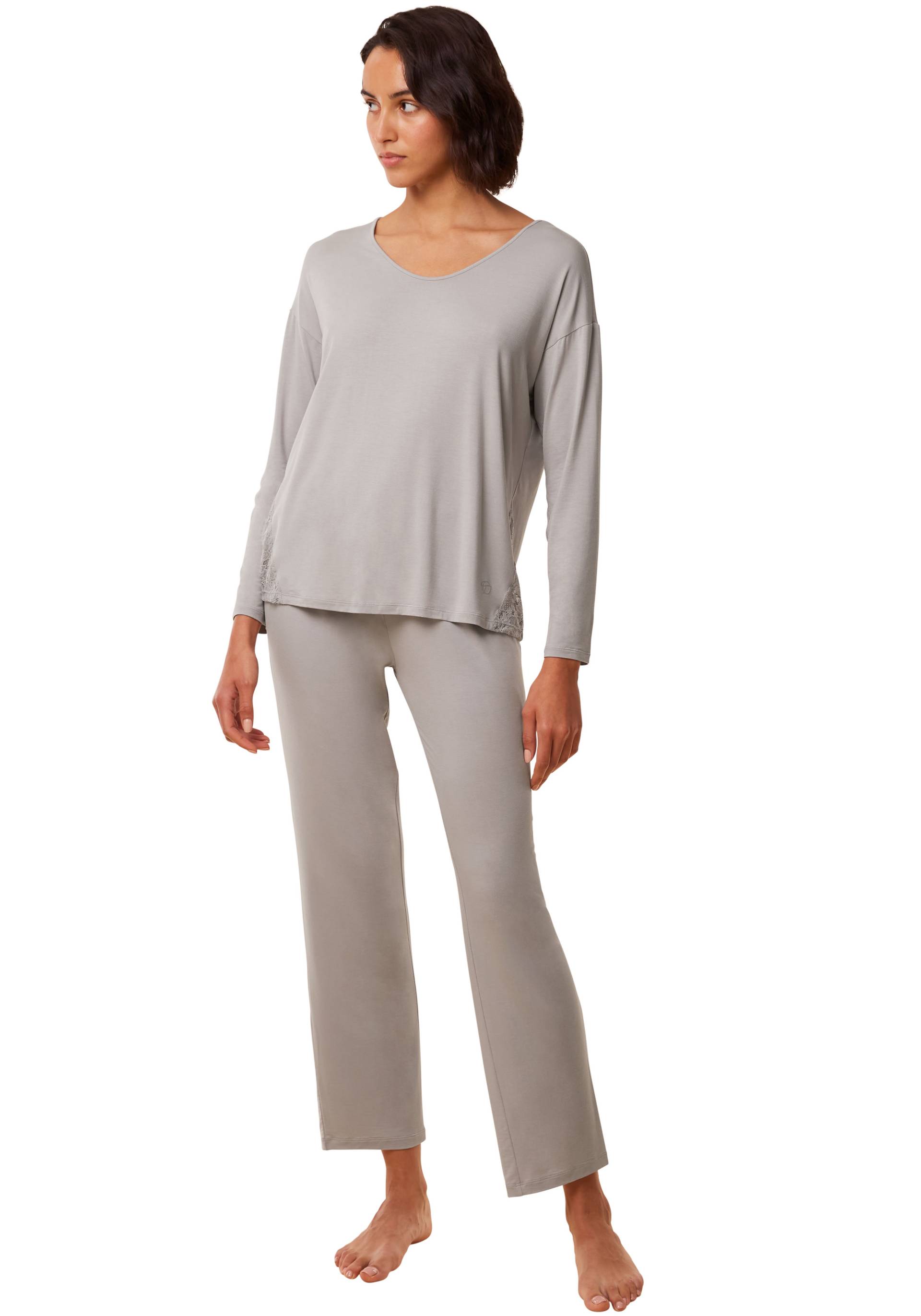 Triumph Pyjama »Timeless Sensuality PK LSL«, (2 tlg.), Spitzeneinsätze von Triumph