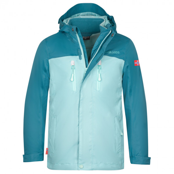 Trollkids - Girl's Bryggen 3in1 Jacket - Doppeljacke Gr 104 türkis/blau von Trollkids