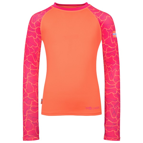 Trollkids - Girl's Haukland Shirt - Lycra Gr 128 rot/rosa von Trollkids