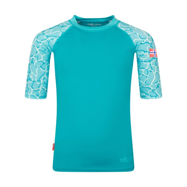 Trollkids - Girl's Haukland T - Lycra Gr 128 türkis von Trollkids