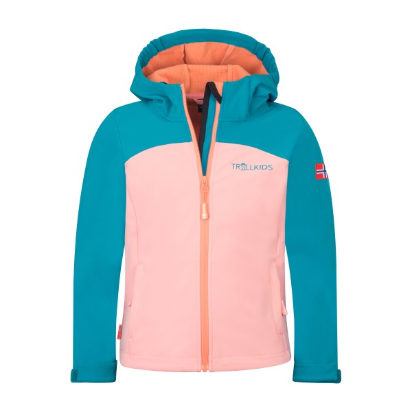 Trollkids - Girl's Kristiansand Jacket XT - Softshelljacke Gr 110 rosa/türkis Trollkids - Girl's Kristiansand Jacket XT - Softshelljacke Gr 110 rosa/türkis von Trollkids