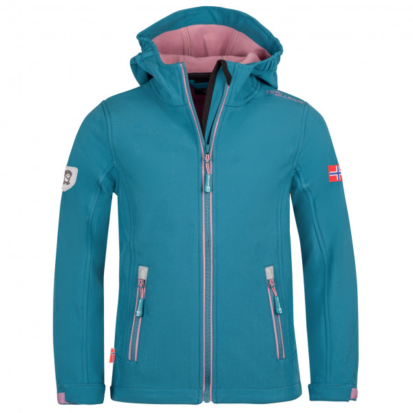 Trollkids - Girl's Trollfjord Jacket - Softshelljacke Gr 110 türkis von Trollkids