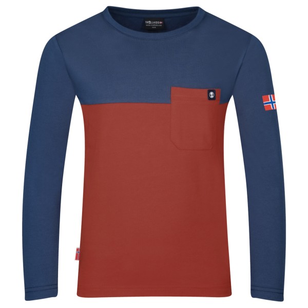 Trollkids - Kid's Bergen Longsleeve - Longsleeve Gr 104 blau/rot von Trollkids