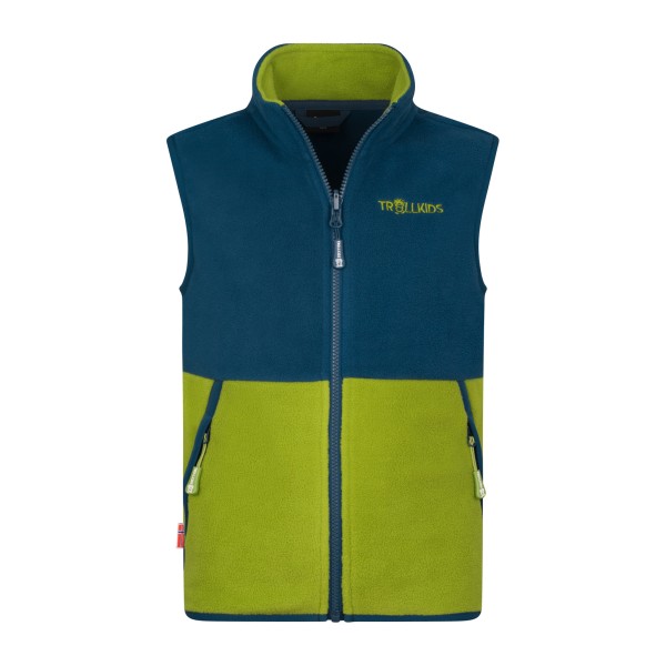 Trollkids - Kid's Kjerag Vest - Fleecegilet Gr 104 blau/oliv von Trollkids