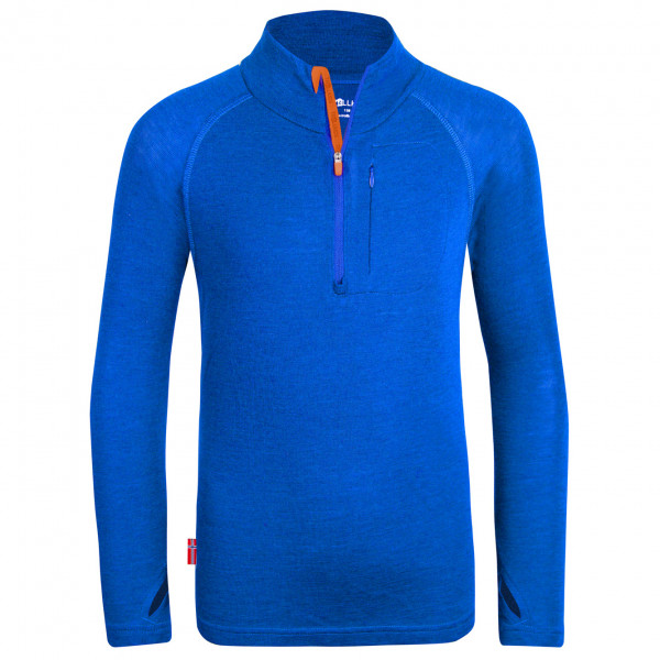 Trollkids - Kid's Lofoten Half Zip - Merinoshirt Gr 104 blau von Trollkids