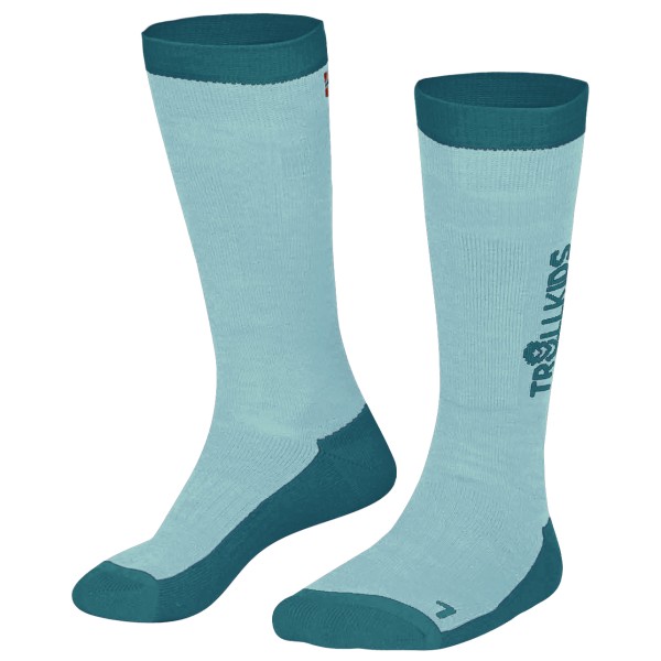 Trollkids - Kid's Ski Socks - Skisocken Gr 31-34 türkis von Trollkids