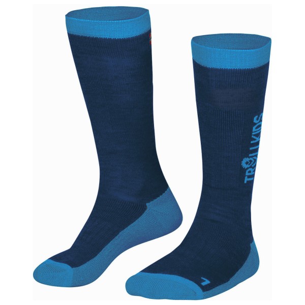 Trollkids - Kid's Ski Socks - Skisocken Gr 35-38 blau/weiß von Trollkids