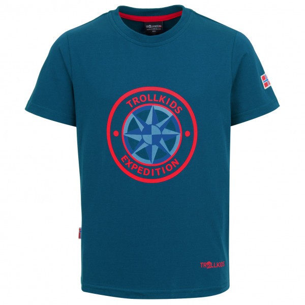 Trollkids - Kid's Windrose T - T-Shirt Gr 140 blau von Trollkids