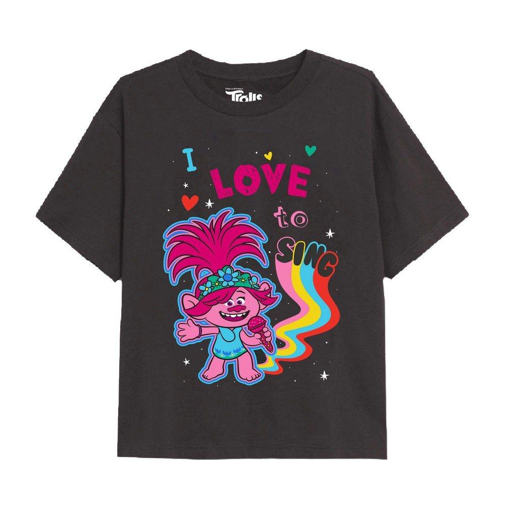 I Love To Sing Tshirt Mädchen Charcoal Black 116 von Trolls