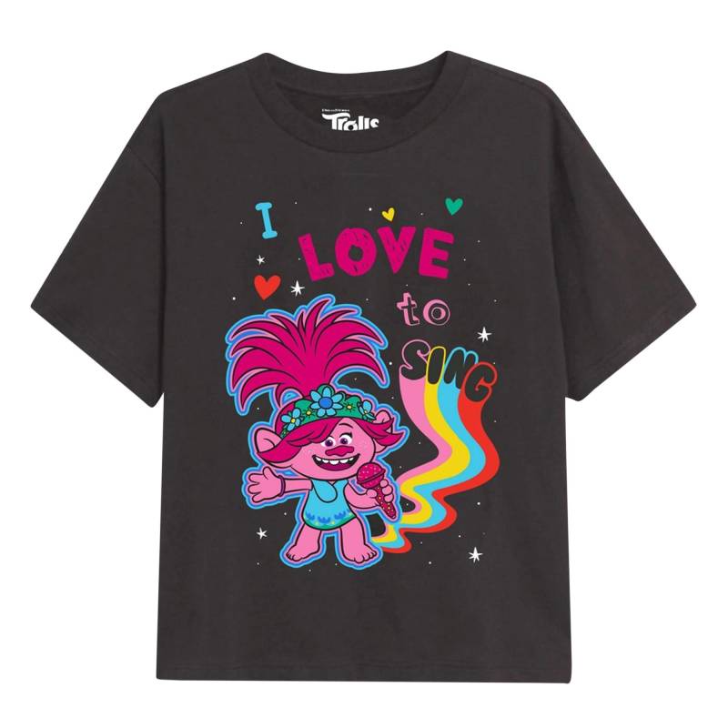 I Love To Sing Tshirt Mädchen Charcoal Black 128 von Trolls