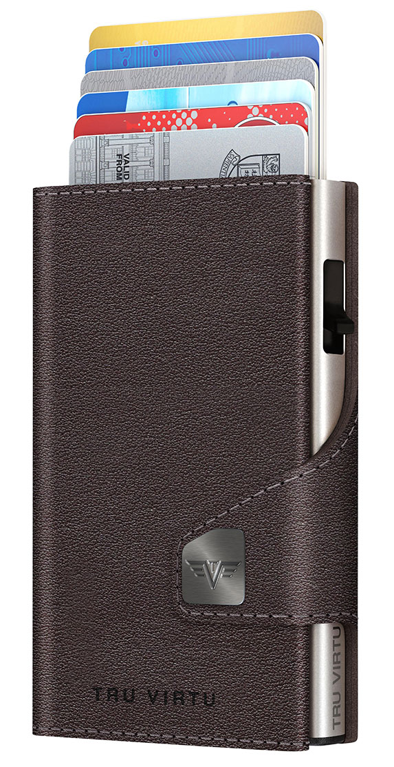 Doublewallet CLICK & SLIDE Nappa braun, silber von Tru Virtu