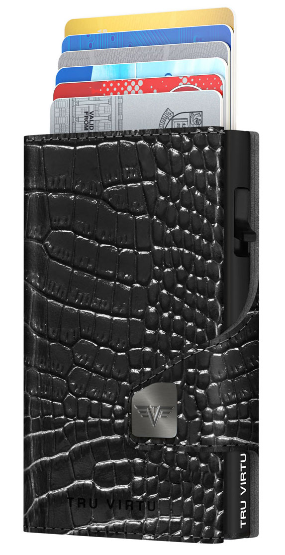 Doublewallet CLICK & slide Croco schwarz, schwarz von Tru Virtu