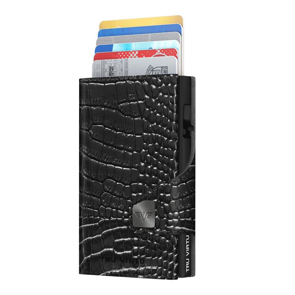 Tru Virtu - Wallet Click & Slide Classic Croco Black/Black, für Damen, Schwarz, One Size von Tru Virtu