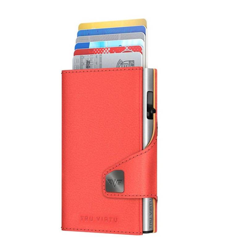 Tru Virtu - Wallet Click & Slide Vegan Bio Apple Coral/Silber, für Damen, Rot, One Size von Tru Virtu