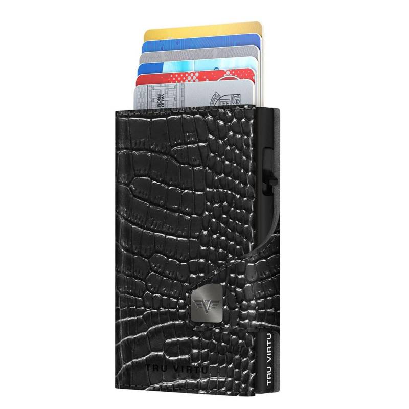 Doubelwallet Click & Slide Croco Black/black Damen Schwarz ONE SIZE von Tru Virtu