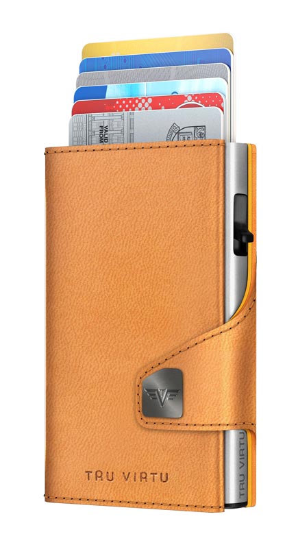 Wallet CLICK & SLIDE Vegan Bio Apfel,  Walnut, silber von Tru Virtu