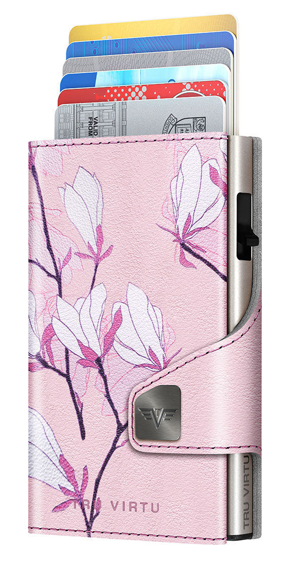 Wallet CLICK & slide Cherry Blossom, silber von Tru Virtu