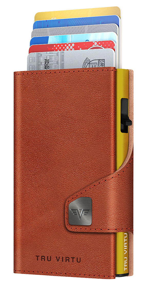 Wallet CLICK & slide Florence Cognac, Gold von Tru Virtu