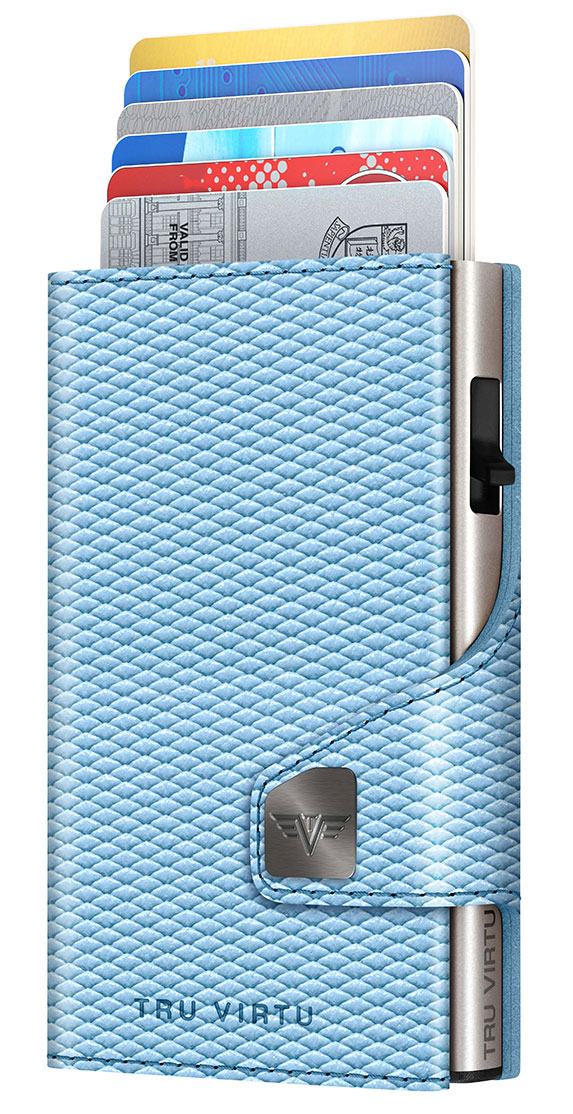 Wallet CLICK & slide Rhombus Light Blue, silber von Tru Virtu