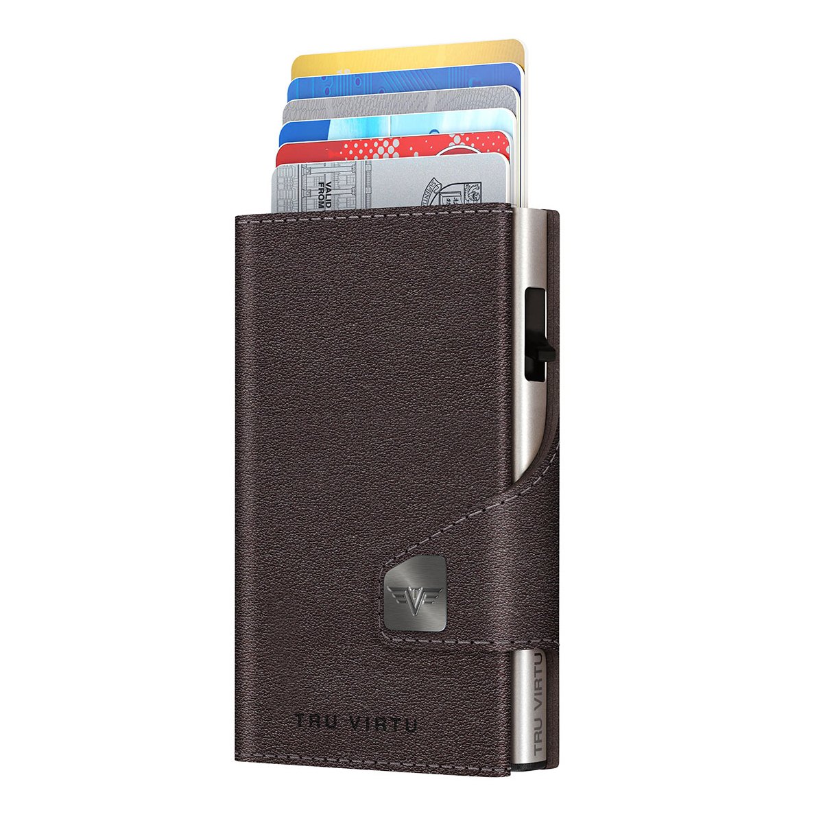 Wallet Click & Slide Classic Nappa Brown/Silver von Tru Virtu