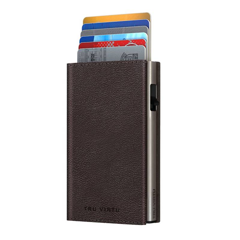 Wallet Click & Slide Sleek Nappa Brown/Silver von Tru Virtu