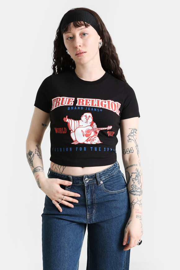 True Religion Anniversary Crop T-Shirt | Black | Damen  | L von True Religion