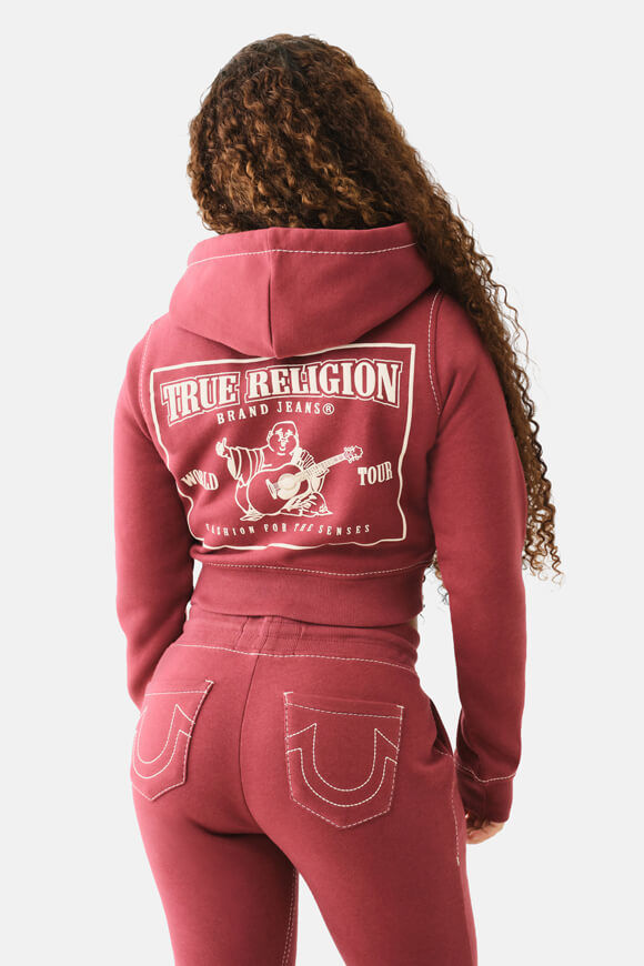 True Religion Shrunken Crop Kapuzensweatshirt | Cordovan | Damen  | S von True Religion