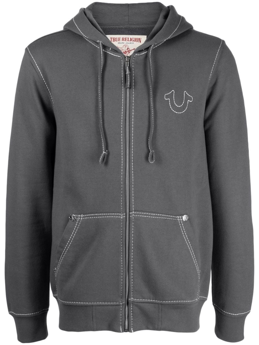 True Religion logo-embroidered zip-up hoodie - Grey von True Religion